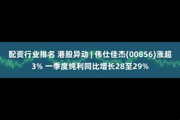 配资行业排名 港股异动 | 伟仕佳杰(00856)涨超3% 一季度纯利同比增长28至29%
